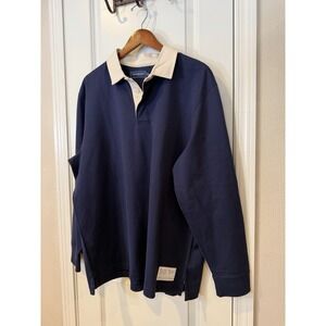 Vineyard Vines Rugby Shirt Men's XL Nautical Navy 100% Cotton Long Sleeve NWT